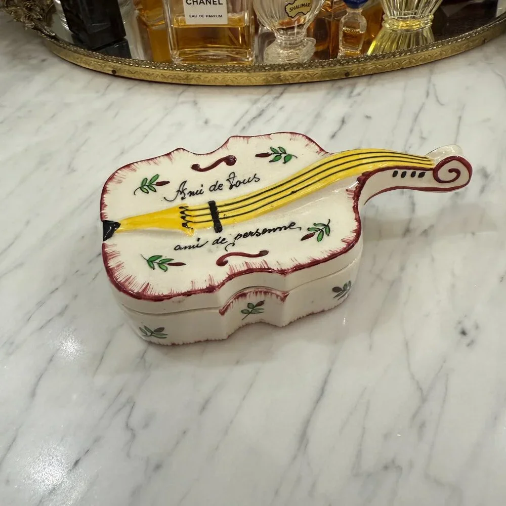 Vintage Violin Trinket Box Made in England 